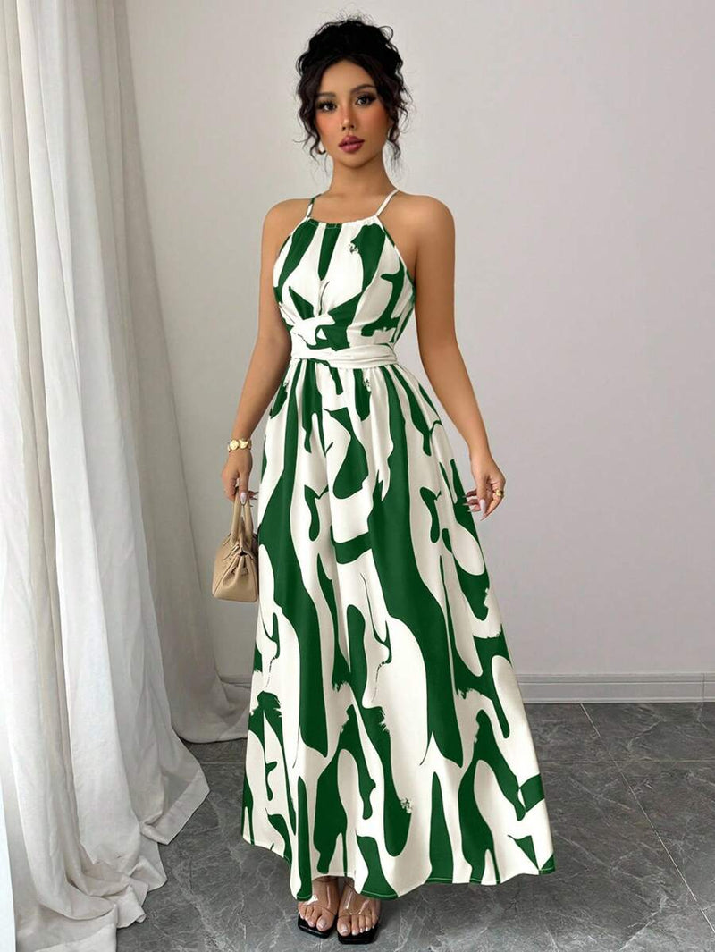 Vestido Elenzga Assimétrico com Decote Halter