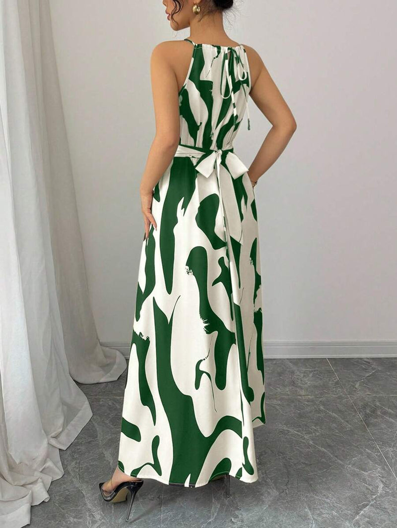 Vestido Elenzga Assimétrico com Decote Halter