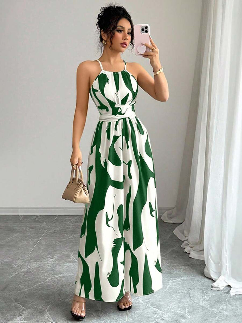 Vestido Elenzga Assimétrico com Decote Halter