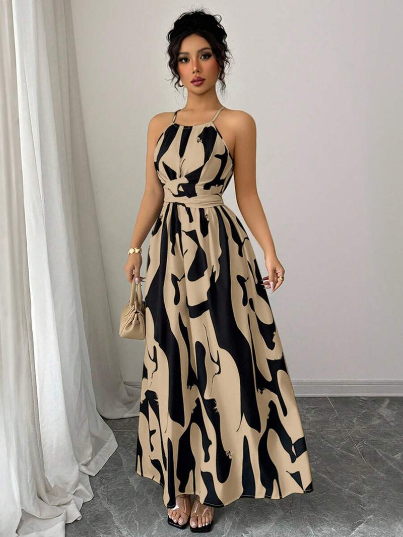 Vestido Elenzga Assimétrico com Decote Halter