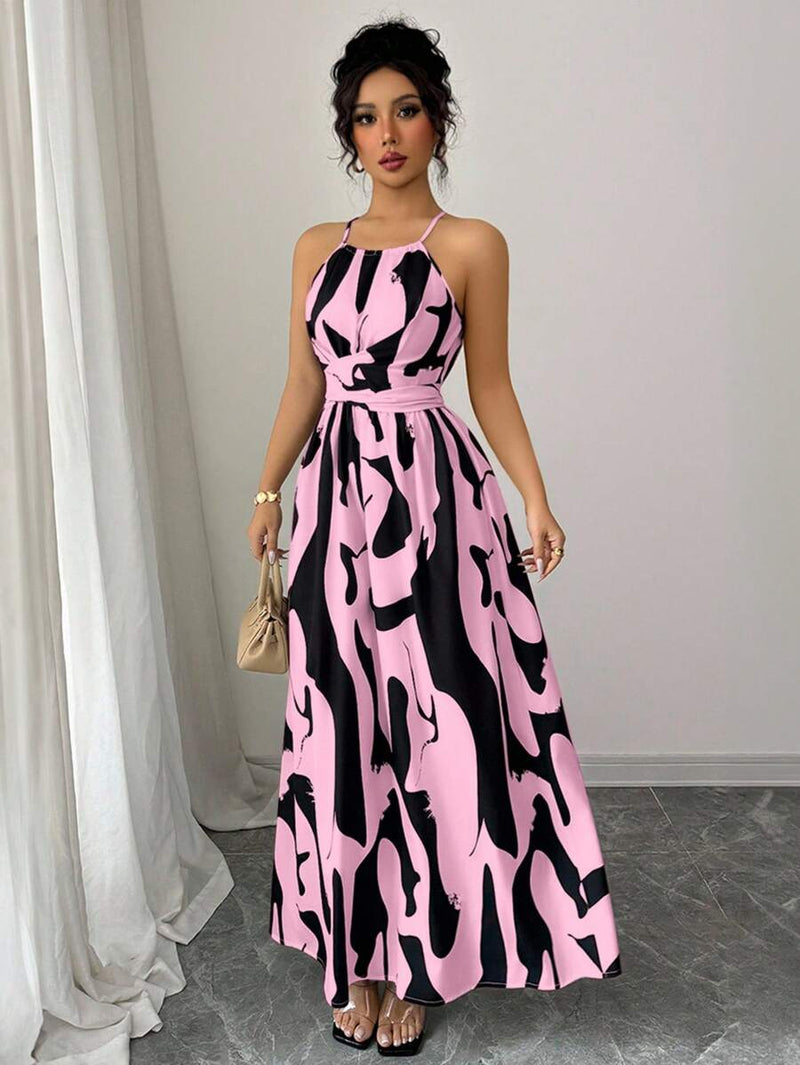 Vestido Elenzga Assimétrico com Decote Halter