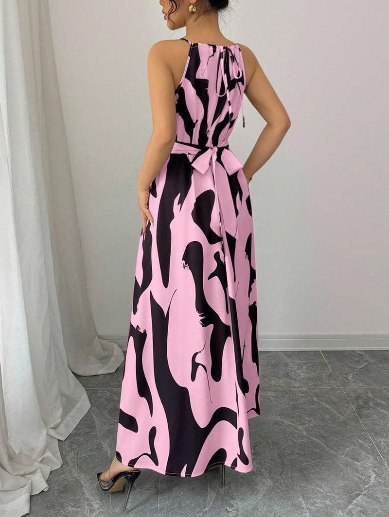 Vestido Elenzga Assimétrico com Decote Halter