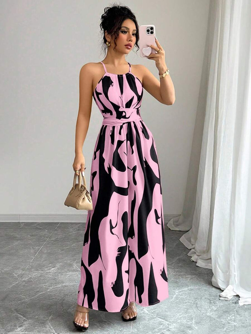 Vestido Elenzga Assimétrico com Decote Halter