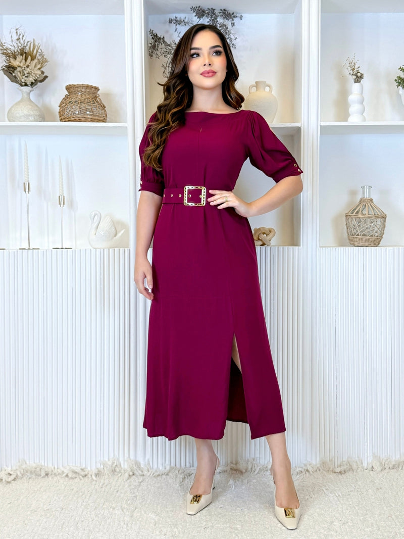 Vestido Marisa com Mangas Vazadas e Cinto